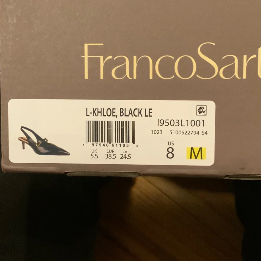 Franco Sarto Black Leather Slingback Heels - Picture 2 of 12